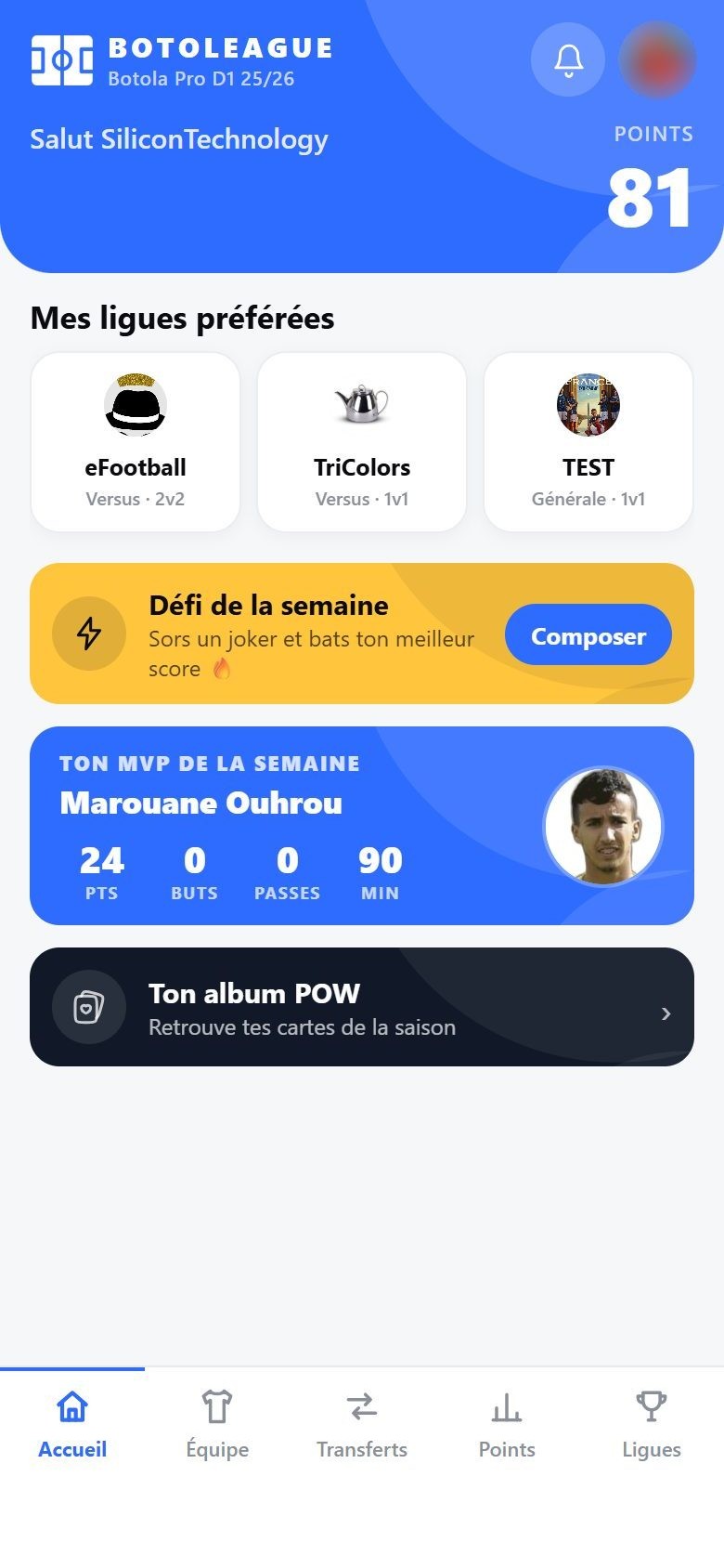 L’écran d’accueil de Botoleague
